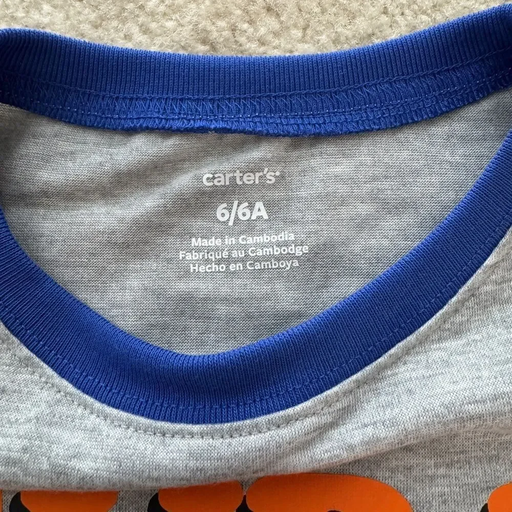 Kids Carters Pajama Shirt Only Sz 6 NWT